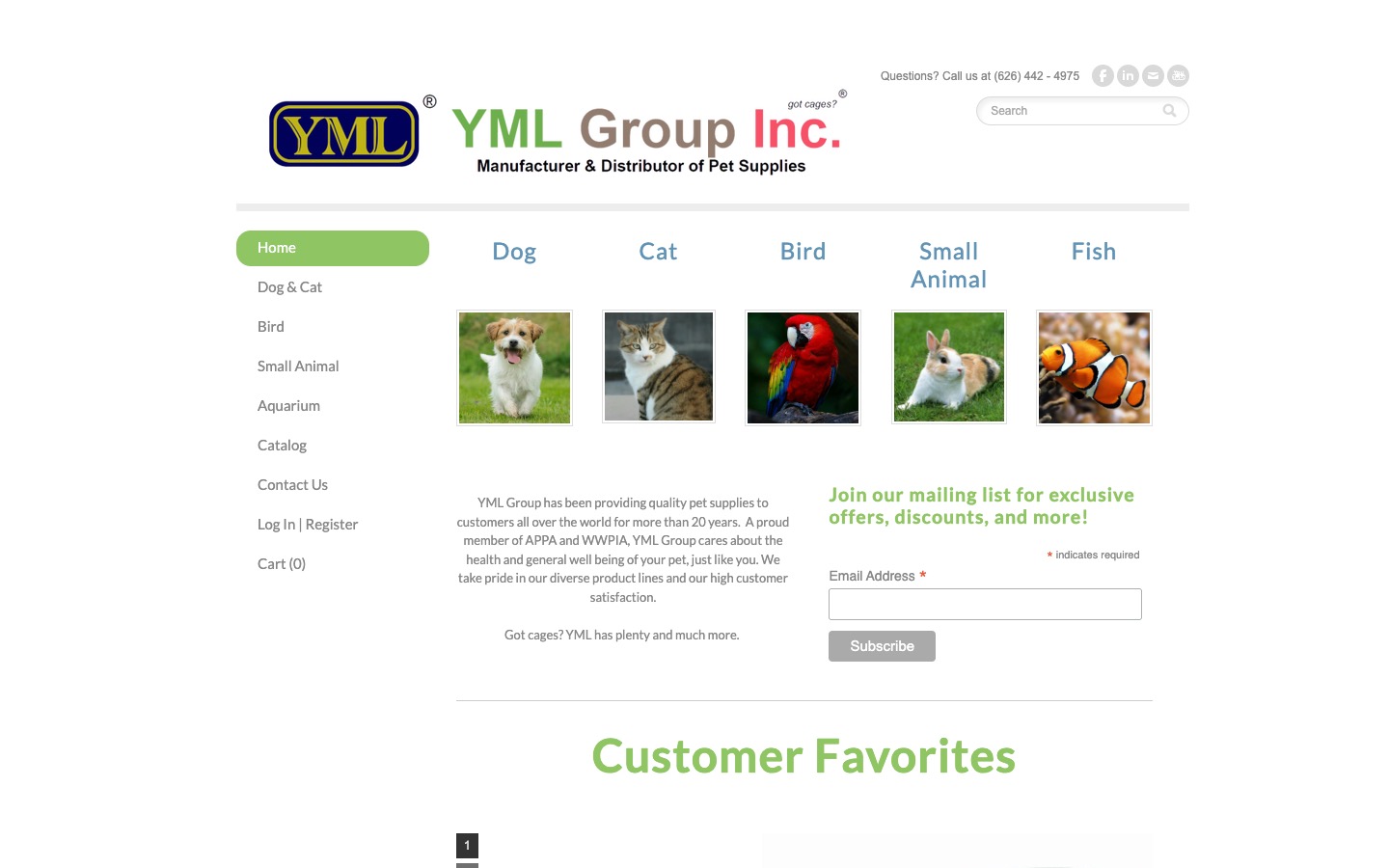 The current homepage